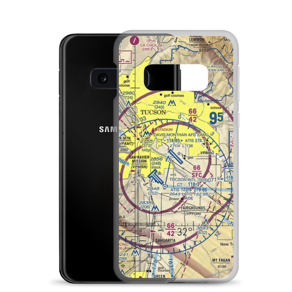 Davis Monthan Air Force Base (DMA) VFR Sectional Samsung Case Samsung Galaxy S10e model shown