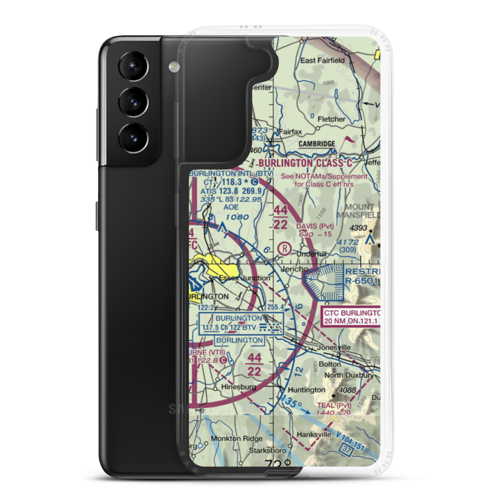 Davis Private Airport (VT45) VFR Sectional Samsung Case Samsung Galaxy S21 Plus model shown