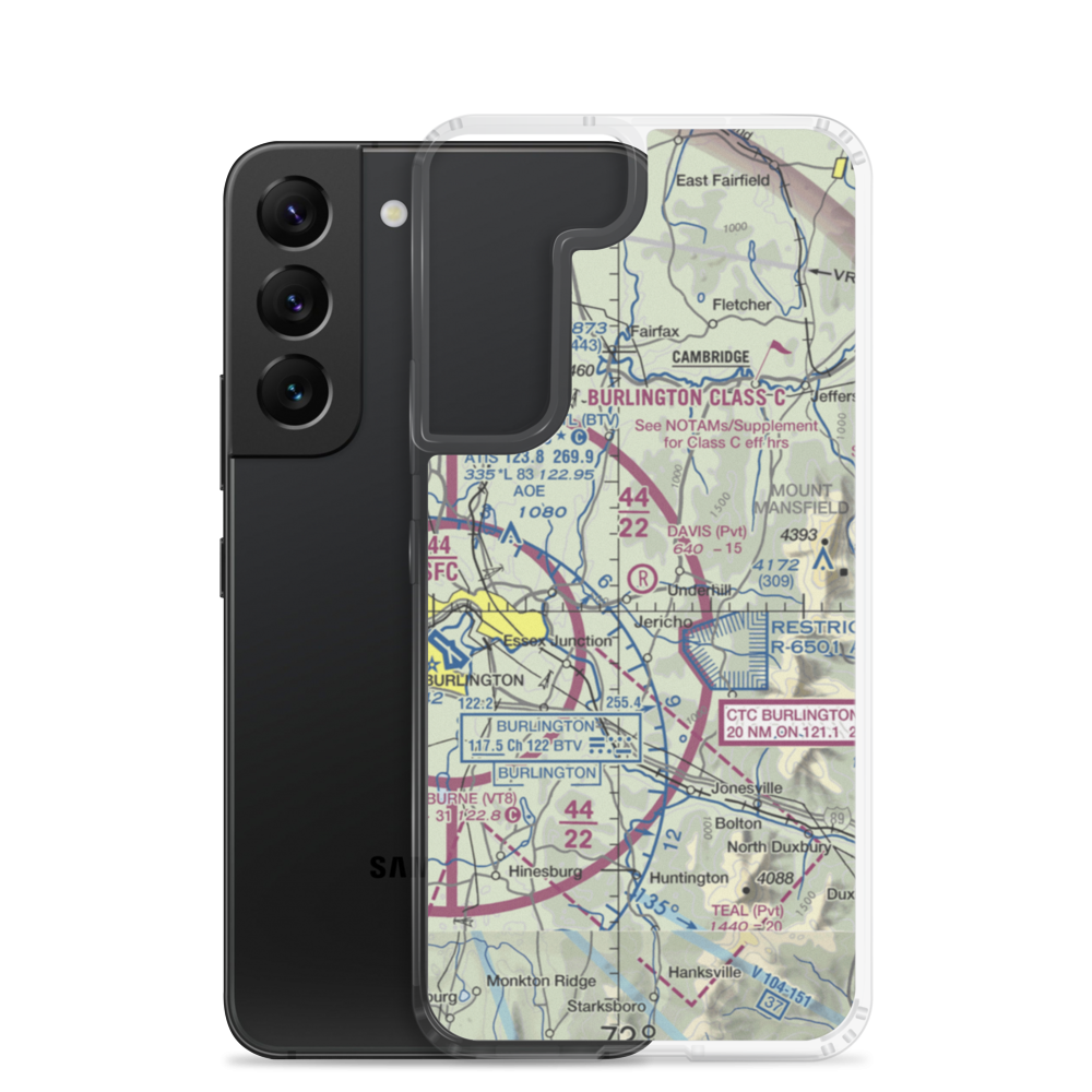 Davis Private Airport (VT45) VFR Sectional Samsung Case Samsung Galaxy S22 model shown