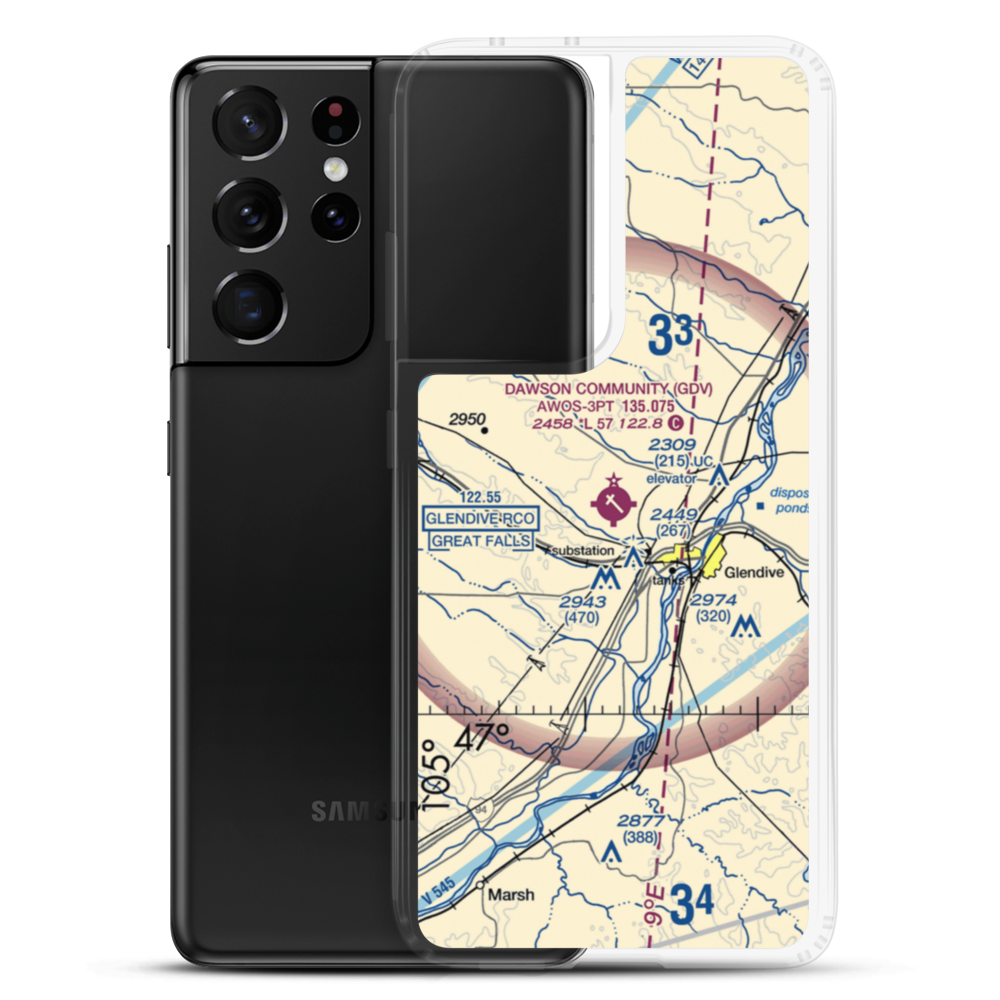 Dawson Community Airport (GDV) VFR Sectional Samsung Case Samsung Galaxy S21 Ultra model shown