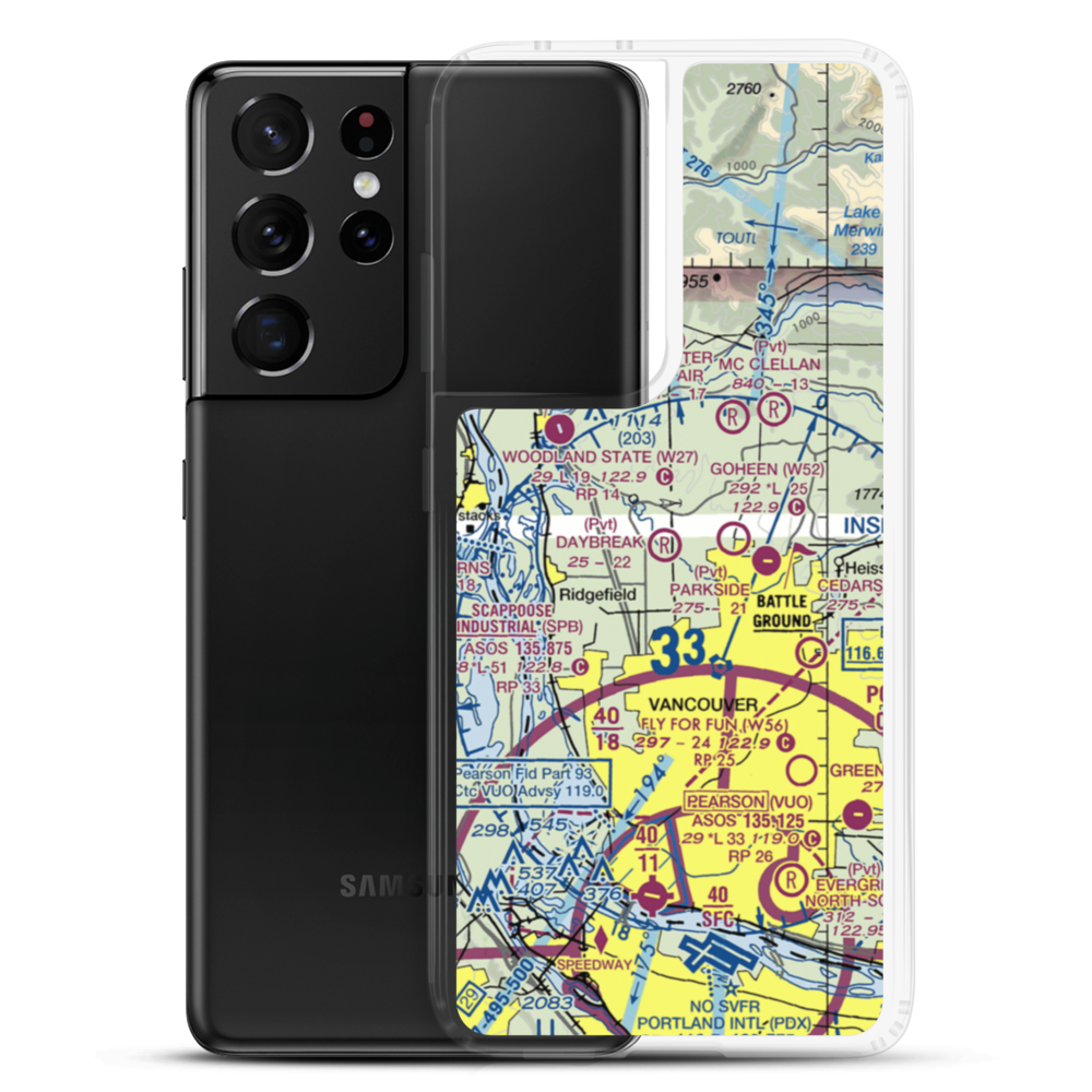 Daybreak Airport (WA46) VFR Sectional Samsung Case Samsung Galaxy S21 Ultra model shown