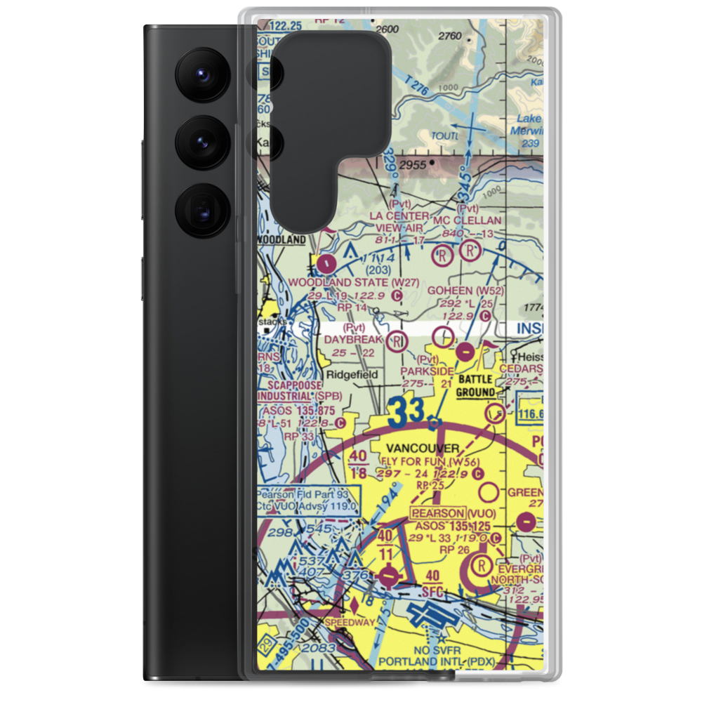 Daybreak Airport (WA46) VFR Sectional Samsung Case Samsung Galaxy S22 Ultra model shown