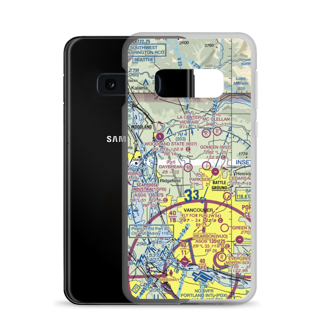Daybreak Airport (WA46) VFR Sectional Samsung Case Samsung Galaxy S10e model shown