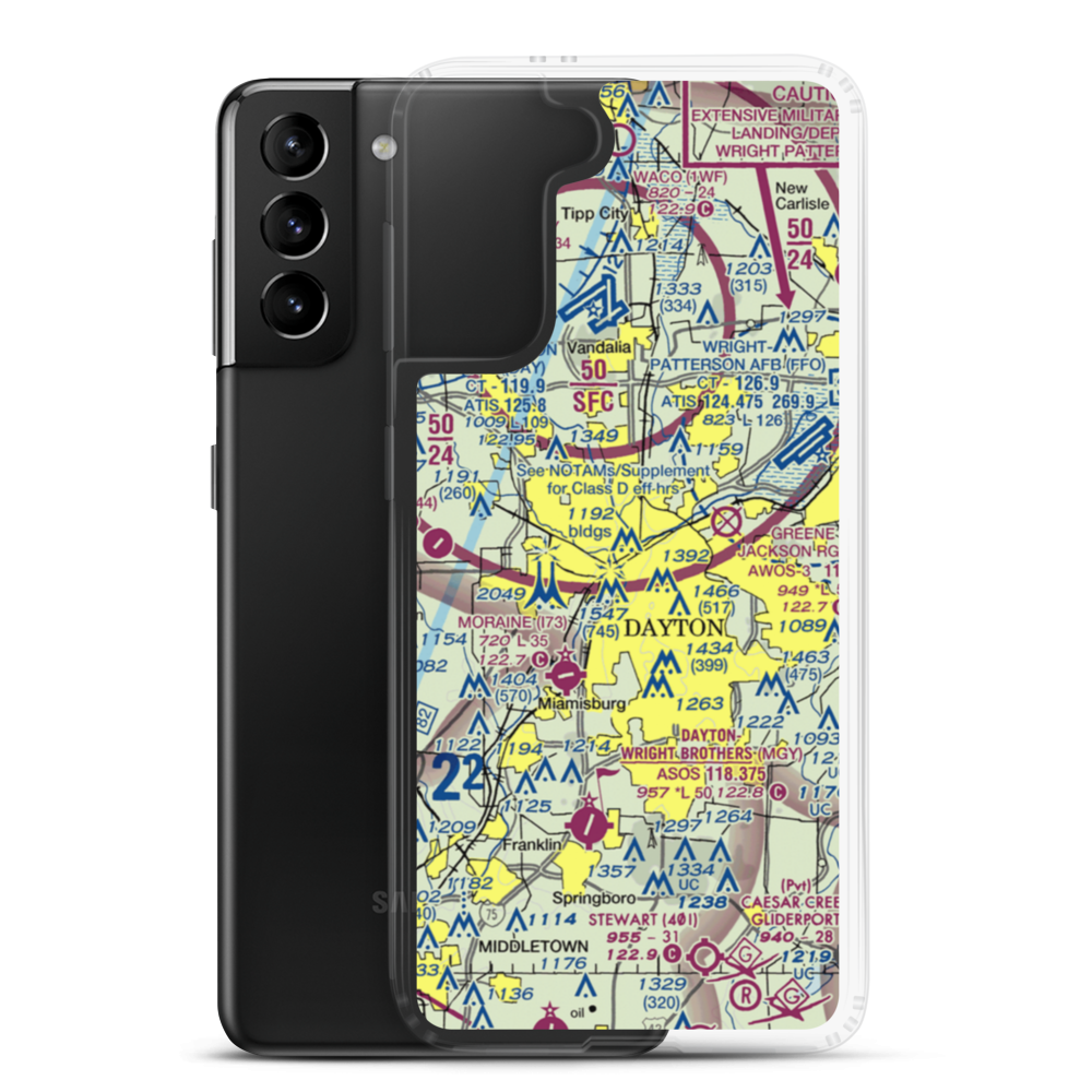 Dayton Transportation Center Heliport (5D7) VFR Sectional Samsung Case Samsung Galaxy S21 Plus model shown