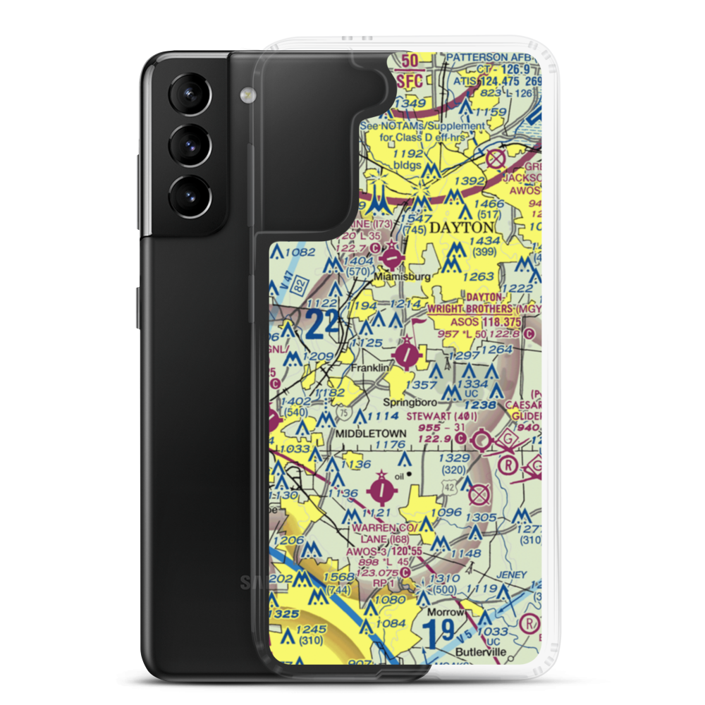 Dayton-Wright Brothers Airport (MGY) VFR Sectional Samsung Case Samsung Galaxy S21 Plus model shown