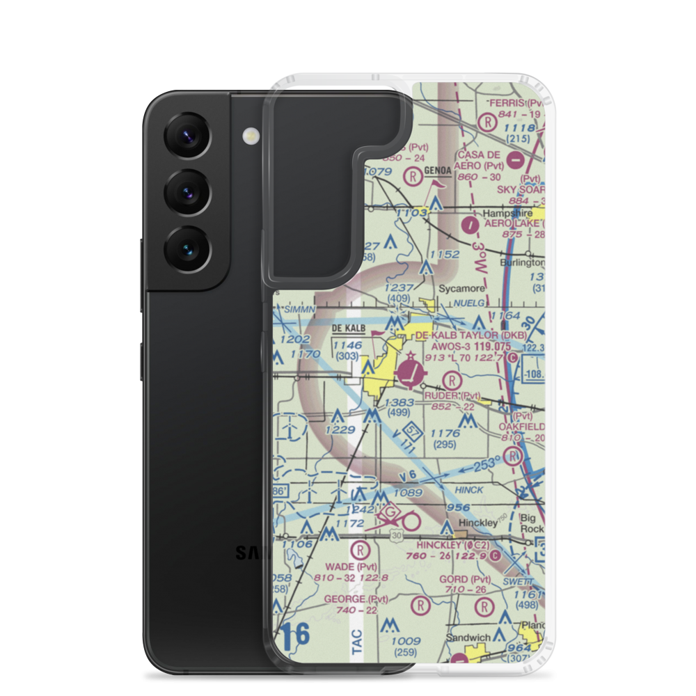 De Kalb Taylor Municipal Airport (DKB) VFR Sectional Samsung Case Samsung Galaxy S22 model shown