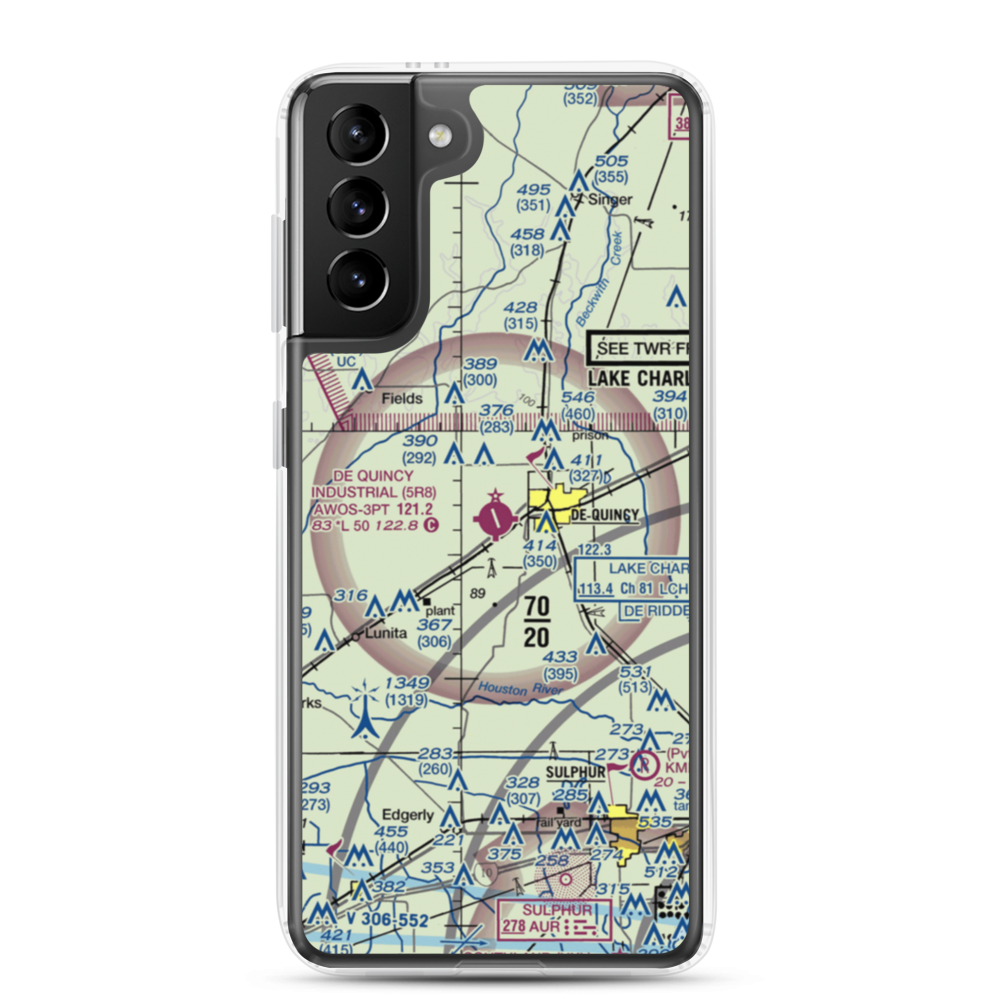 De Quincy Industrial Airpark (5R8) VFR Sectional Samsung Case Samsung Galaxy S21 Plus model shown