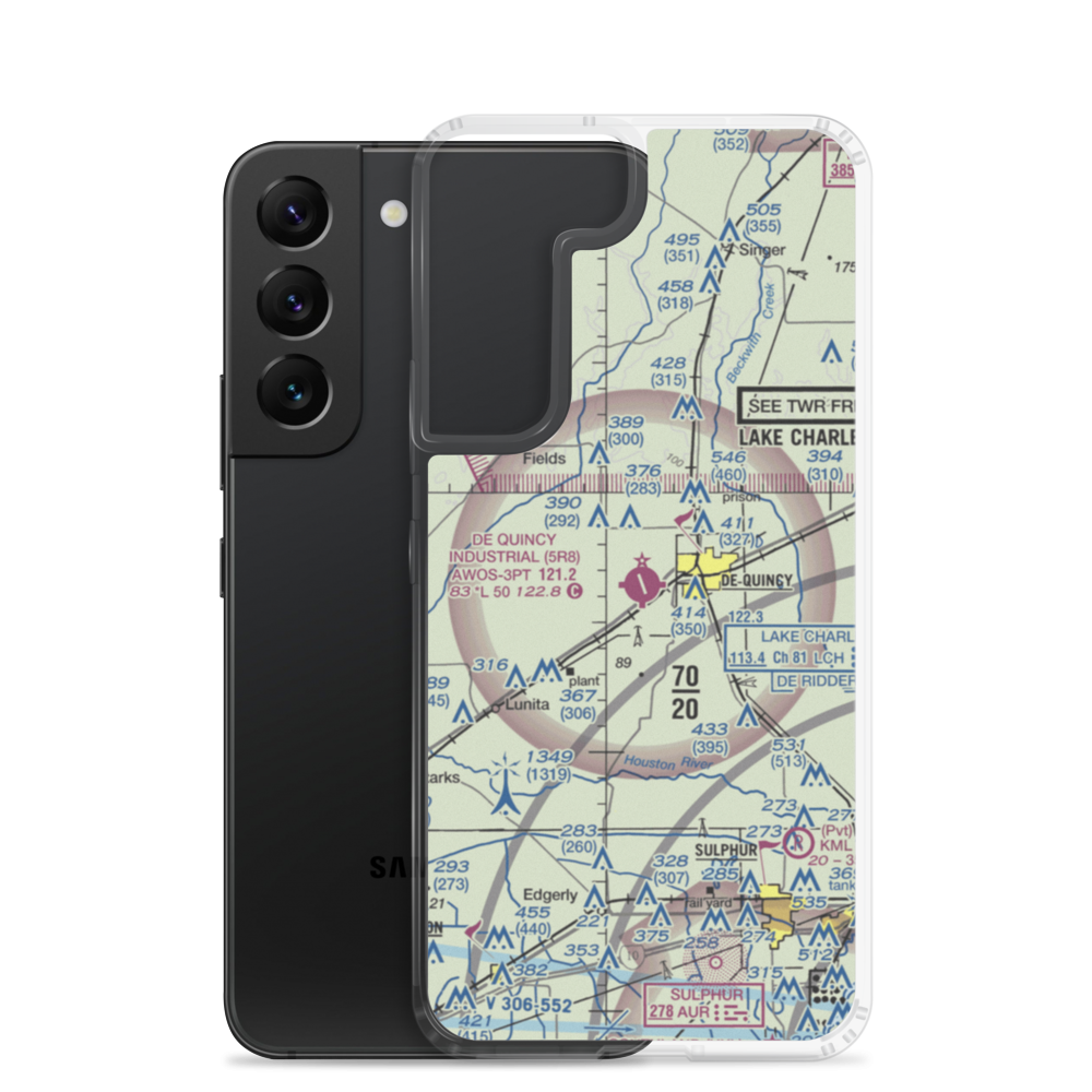 De Quincy Industrial Airpark (5R8) VFR Sectional Samsung Case Samsung Galaxy S22 model shown