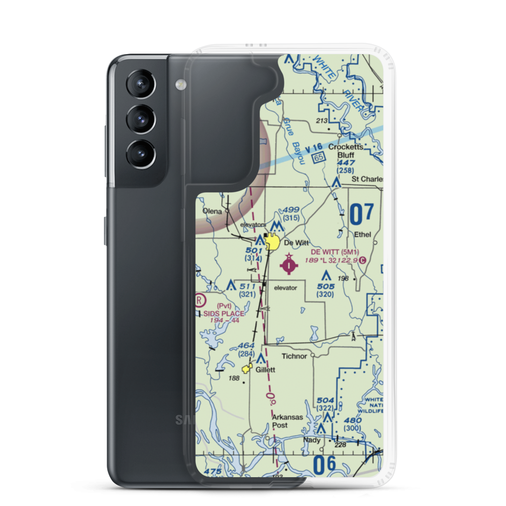De Witt Municipal Airport Whitcomb Field (5M1) VFR Sectional Samsung Case Samsung Galaxy S21 model shown