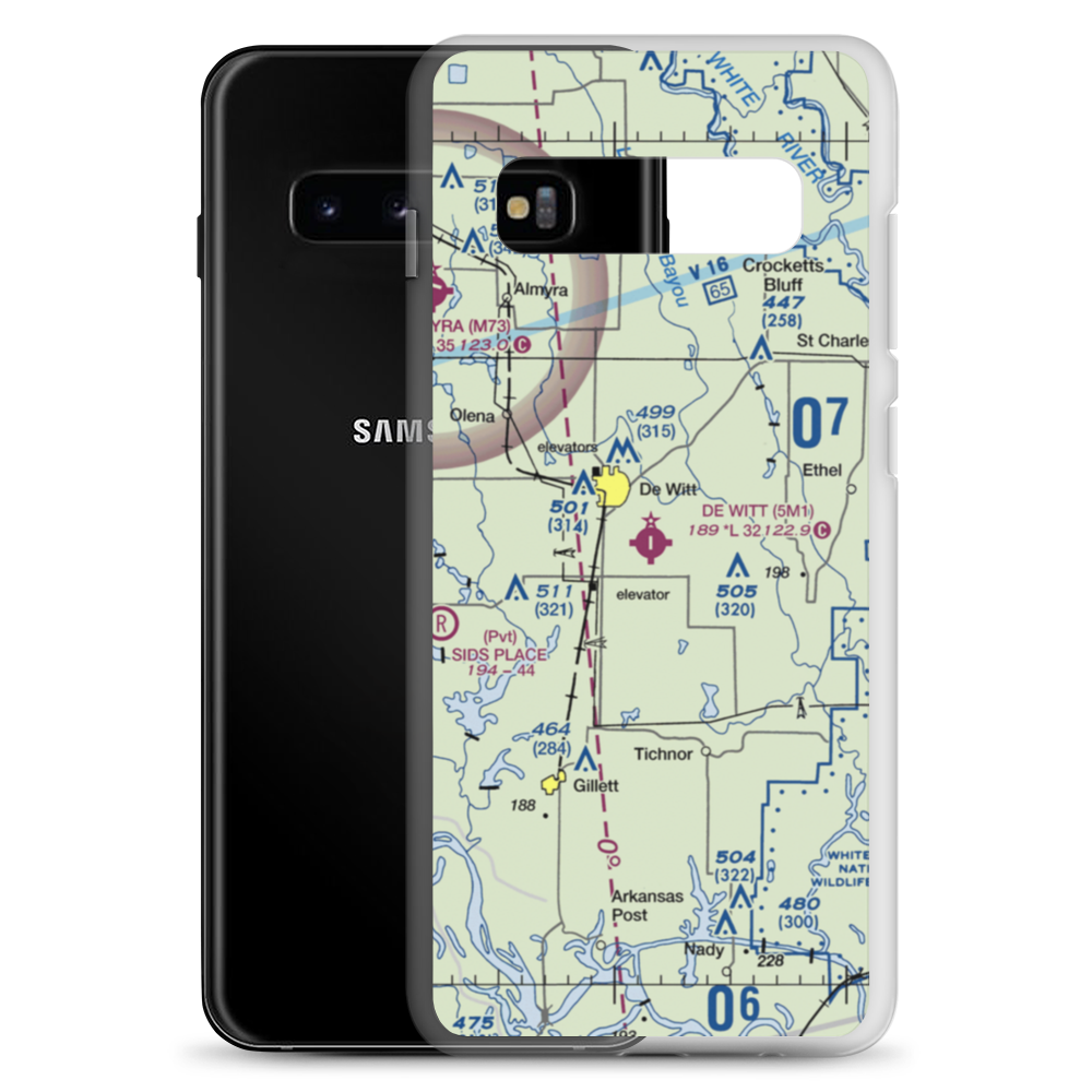De Witt Municipal Airport Whitcomb Field (5M1) VFR Sectional Samsung Case Samsung Galaxy S10+ model shown