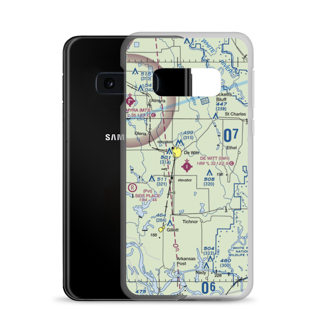 De Witt Municipal Airport Whitcomb Field (5M1) VFR Sectional Samsung Case Samsung Galaxy S10e model shown