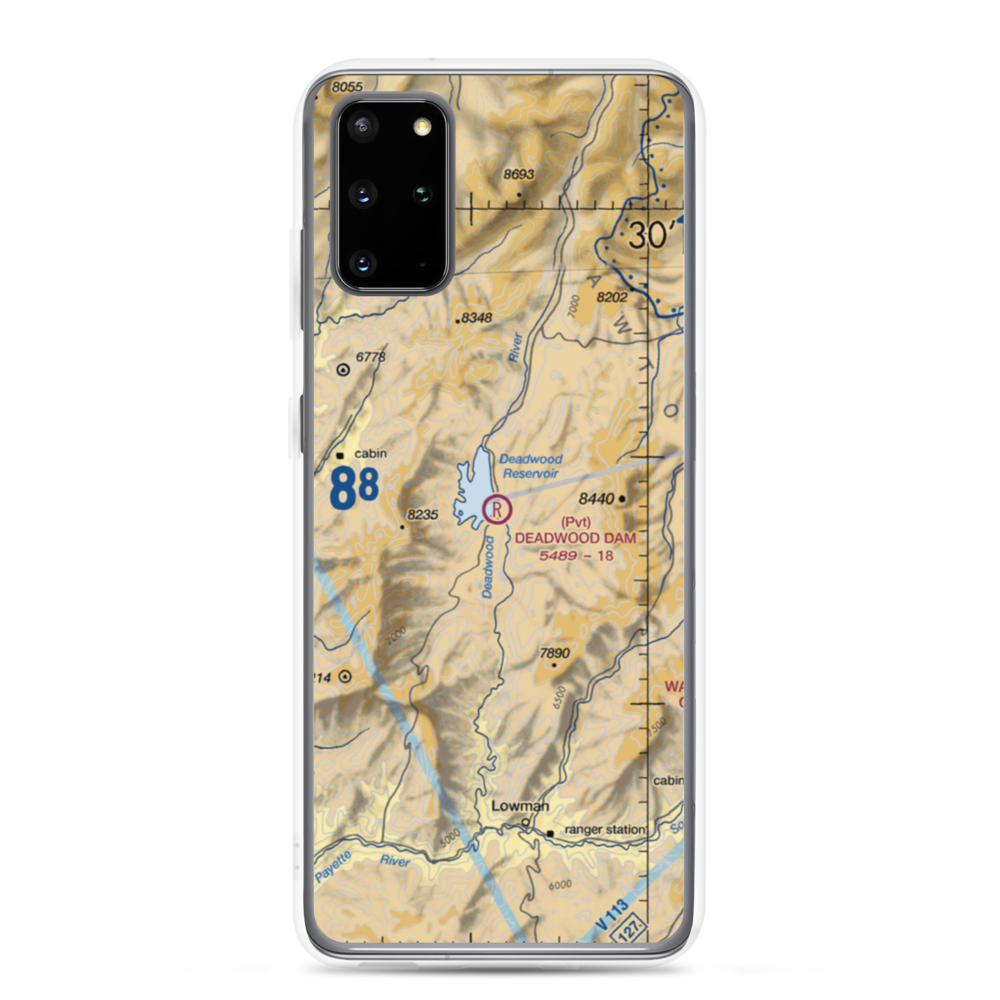 Deadwood Dam Airstrip (ID86) VFR Sectional Samsung Case Samsung Galaxy S20 Plus model shown