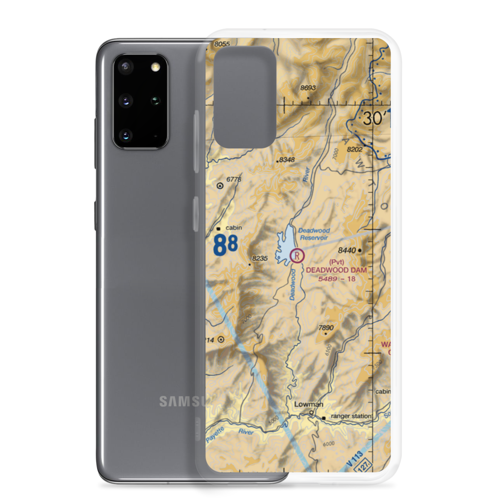 Deadwood Dam Airstrip (ID86) VFR Sectional Samsung Case Samsung Galaxy S20 Plus model shown