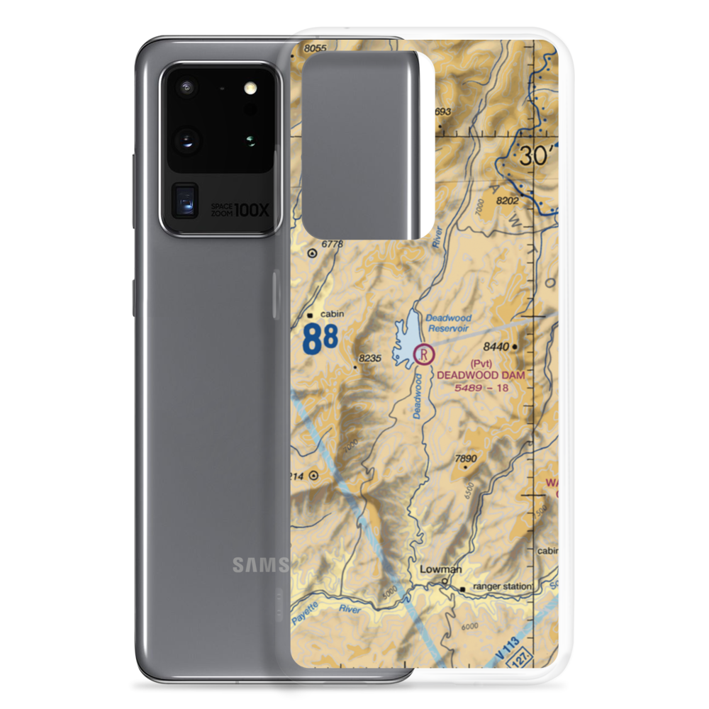 Deadwood Dam Airstrip (ID86) VFR Sectional Samsung Case Samsung Galaxy S20 Ultra model shown