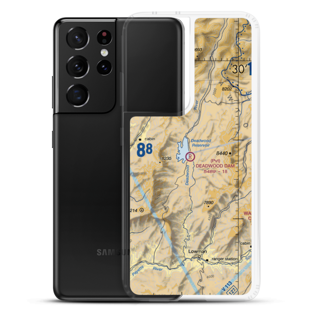 Deadwood Dam Airstrip (ID86) VFR Sectional Samsung Case Samsung Galaxy S21 Ultra model shown