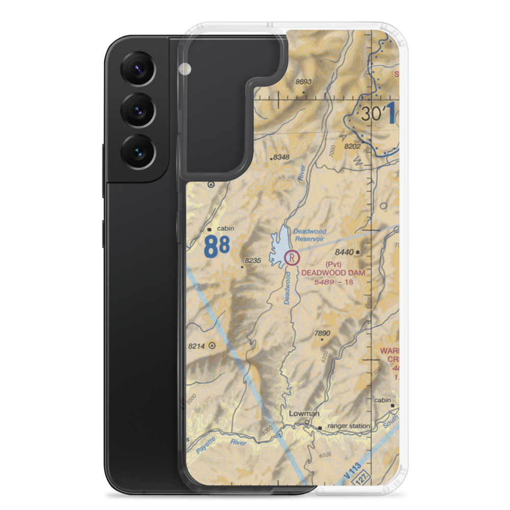 Deadwood Dam Airstrip (ID86) VFR Sectional Samsung Case Samsung Galaxy S22 Plus model shown