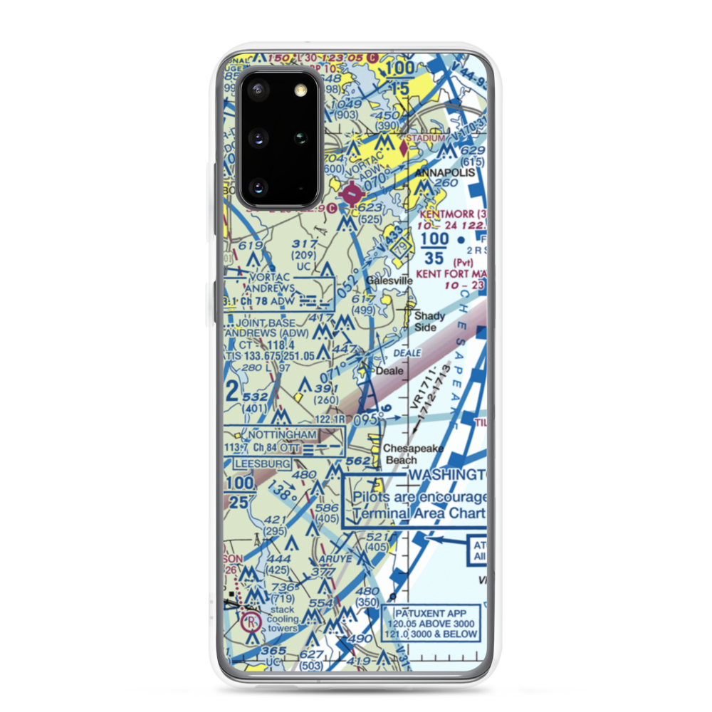 Deale Airport (MD22) VFR Sectional Samsung Case Samsung Galaxy S20 Plus model shown