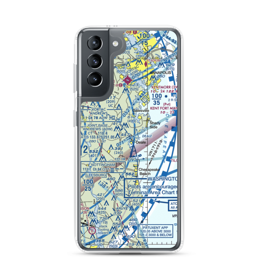 Deale Airport (MD22) VFR Sectional Samsung Case Samsung Galaxy S21 model shown