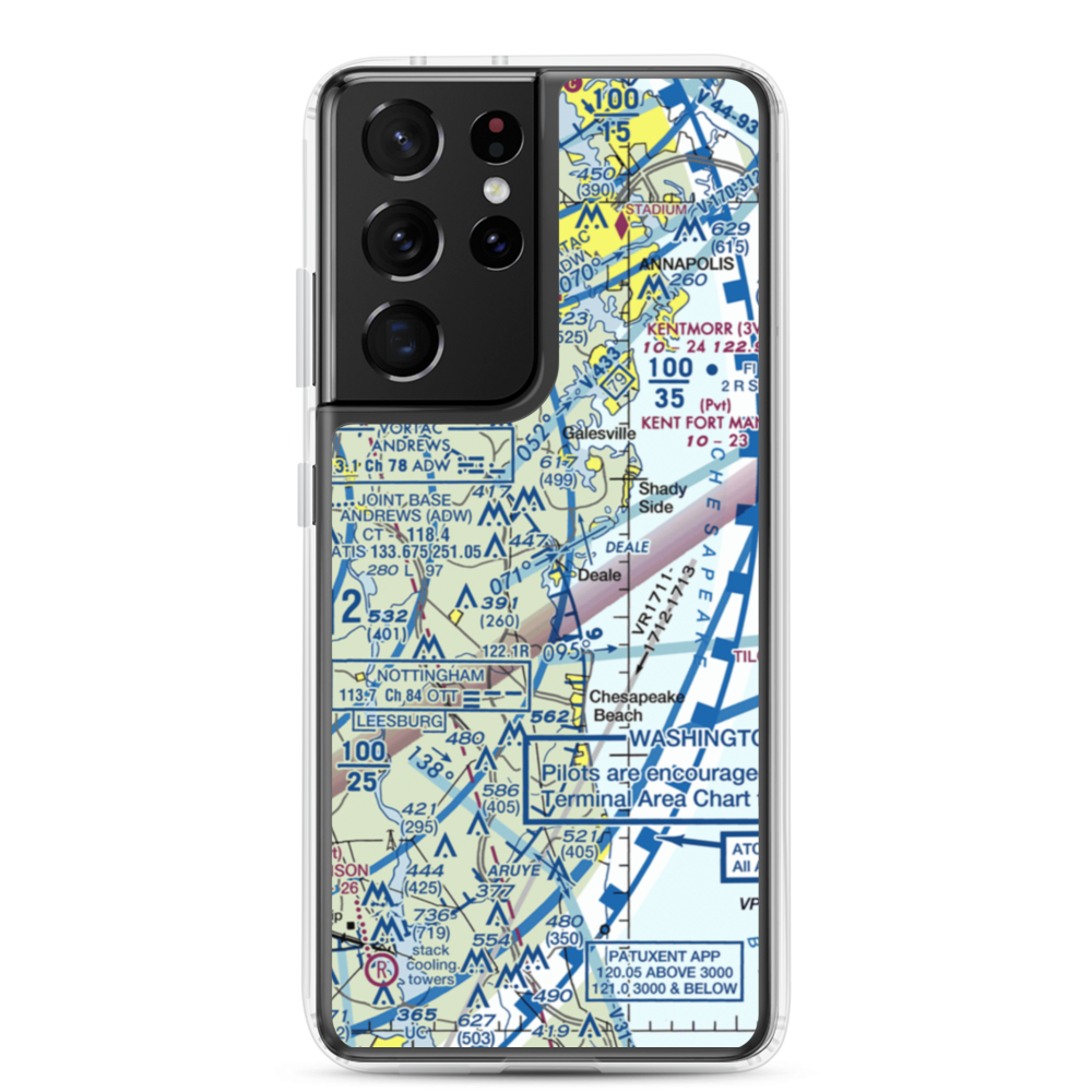 Deale Airport (MD22) VFR Sectional Samsung Case Samsung Galaxy S21 Ultra model shown