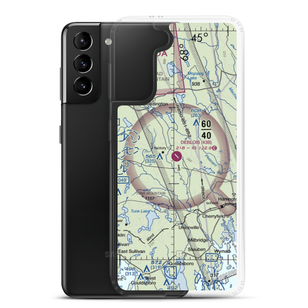 Deblois Flight Strip (43B) VFR Sectional Samsung Case Samsung Galaxy S21 Plus model shown