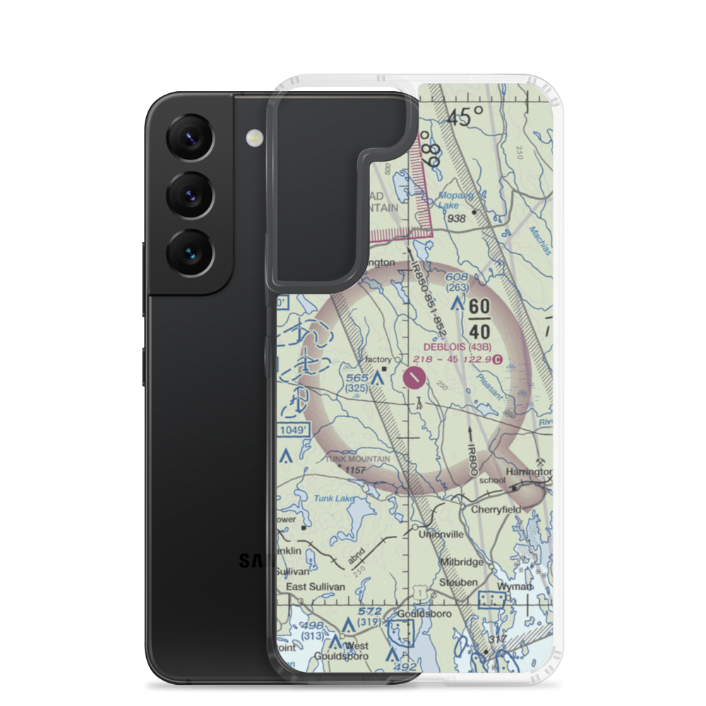 Deblois Flight Strip (43B) VFR Sectional Samsung Case Samsung Galaxy S22 model shown
