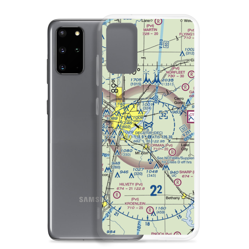 Decatur Airport (DEC) VFR Sectional Samsung Case Samsung Galaxy S20 Plus model shown