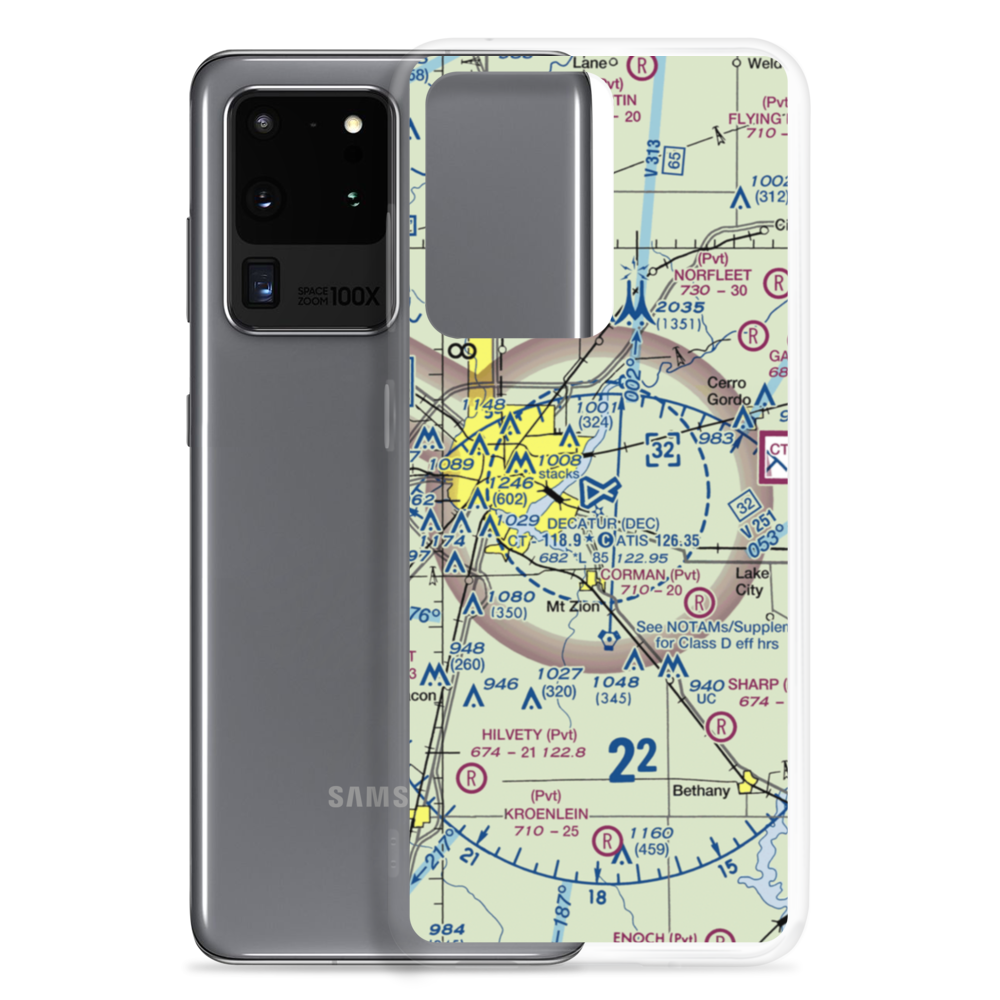 Decatur Airport (DEC) VFR Sectional Samsung Case Samsung Galaxy S20 Ultra model shown