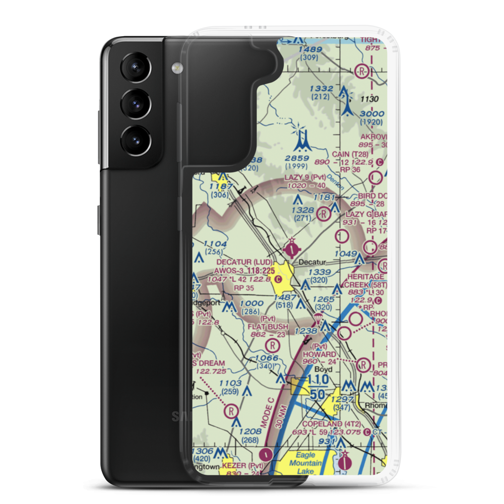 Decatur Municipal Airport (LUD) VFR Sectional Samsung Case Samsung Galaxy S21 Plus model shown