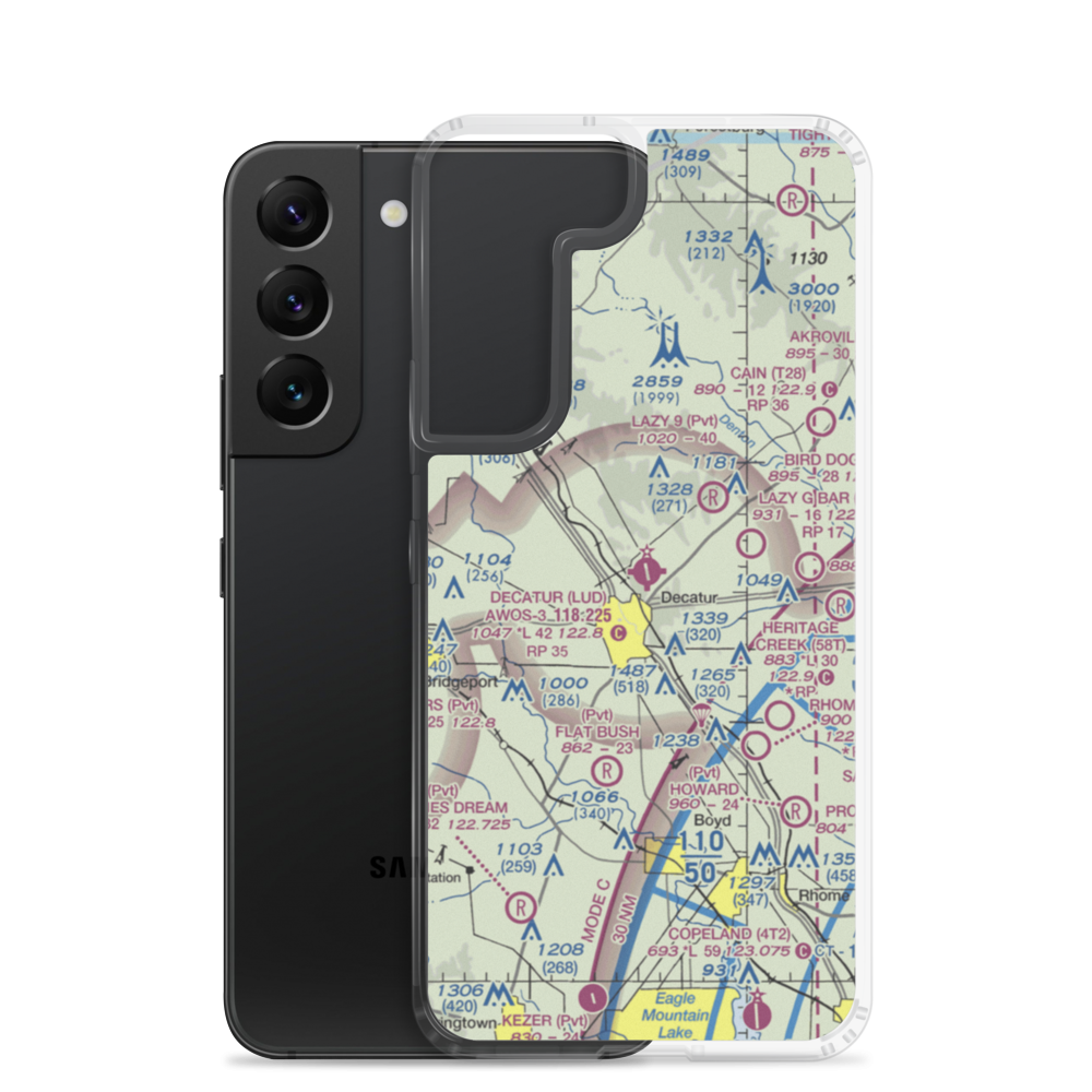 Decatur Municipal Airport (LUD) VFR Sectional Samsung Case Samsung Galaxy S22 model shown
