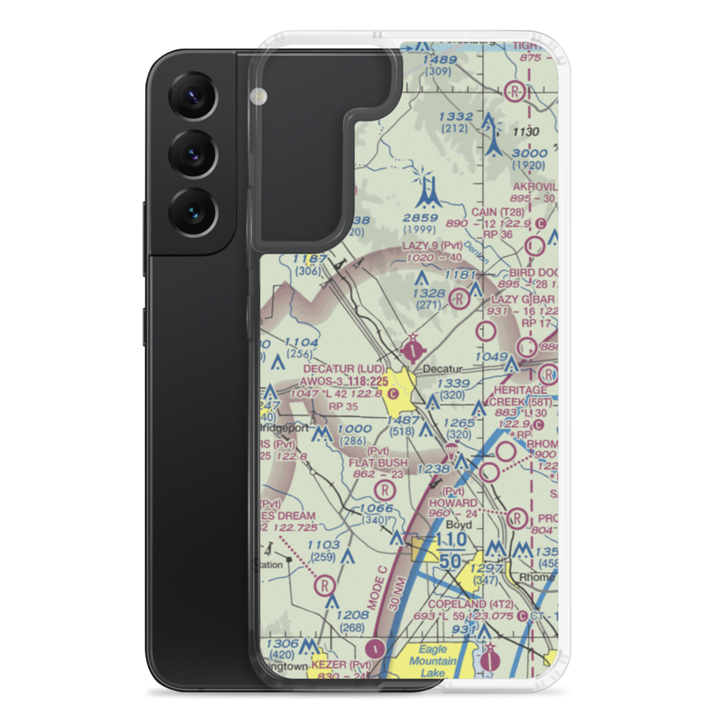 Decatur Municipal Airport (LUD) VFR Sectional Samsung Case Samsung Galaxy S22 Plus model shown