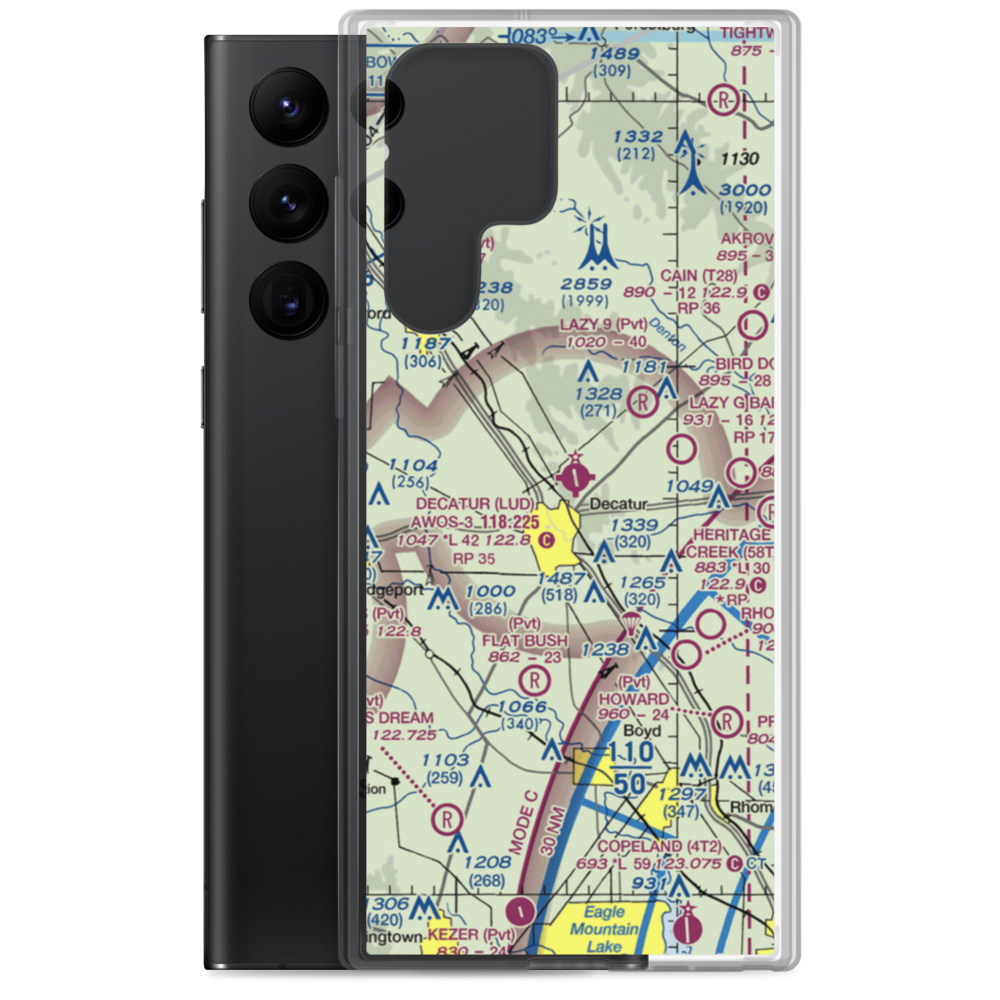 Decatur Municipal Airport (LUD) VFR Sectional Samsung Case Samsung Galaxy S22 Ultra model shown
