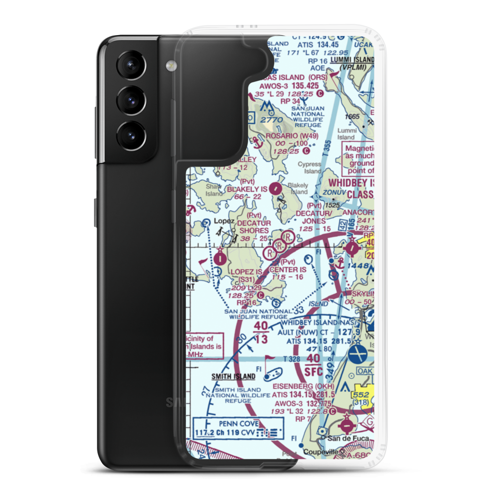 Decatur Shores Airport (DTR) VFR Sectional Samsung Case Samsung Galaxy S21 Plus model shown