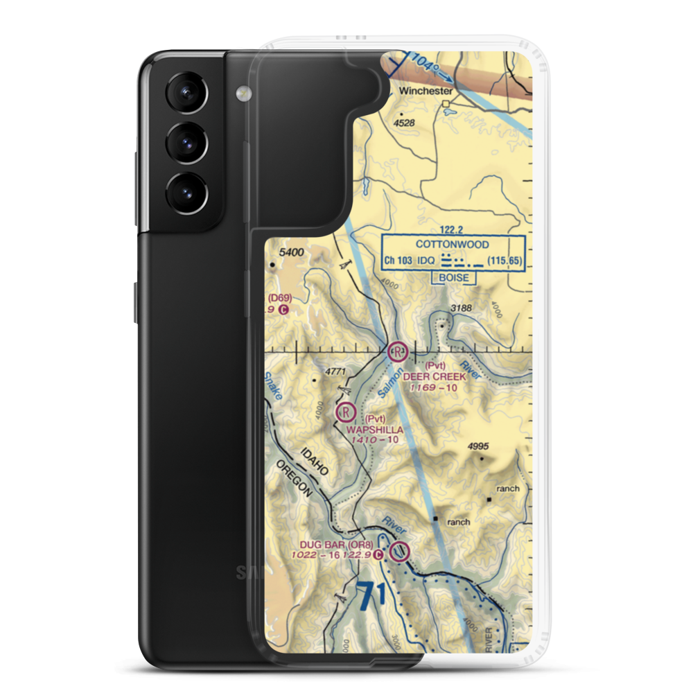Deer Creek Airport (95ID) VFR Sectional Samsung Case Samsung Galaxy S21 Plus model shown