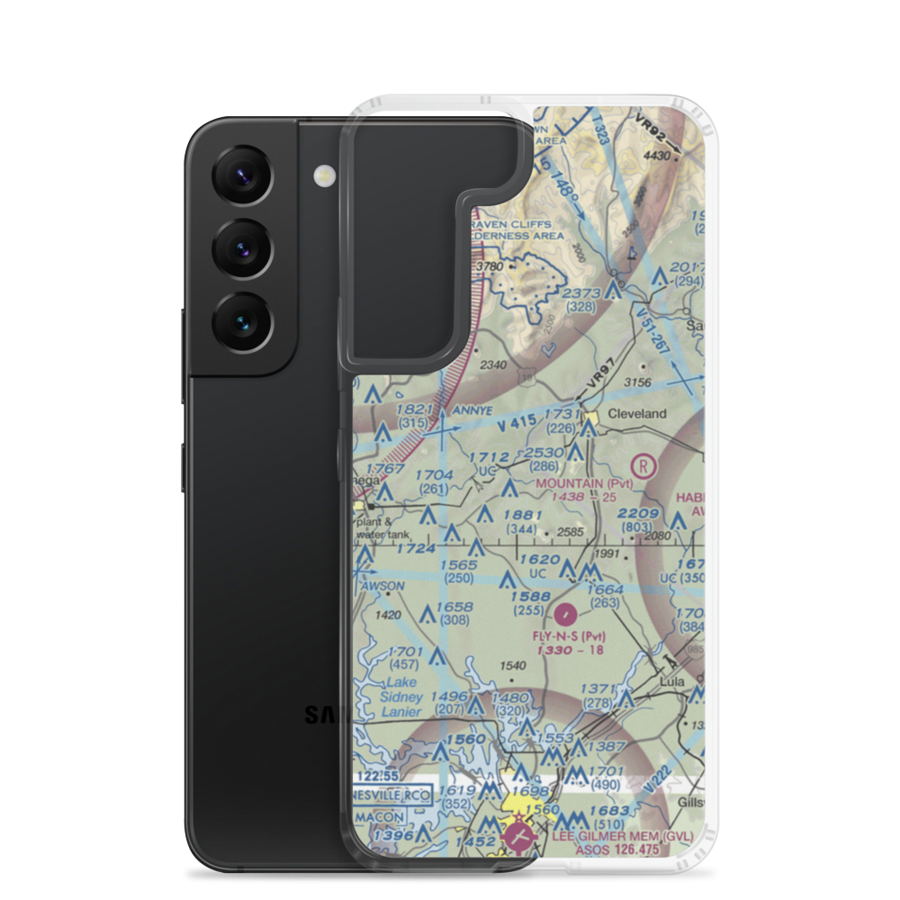 Deer Crossing Airport (21GE) VFR Sectional Samsung Case Samsung Galaxy S22 model shown