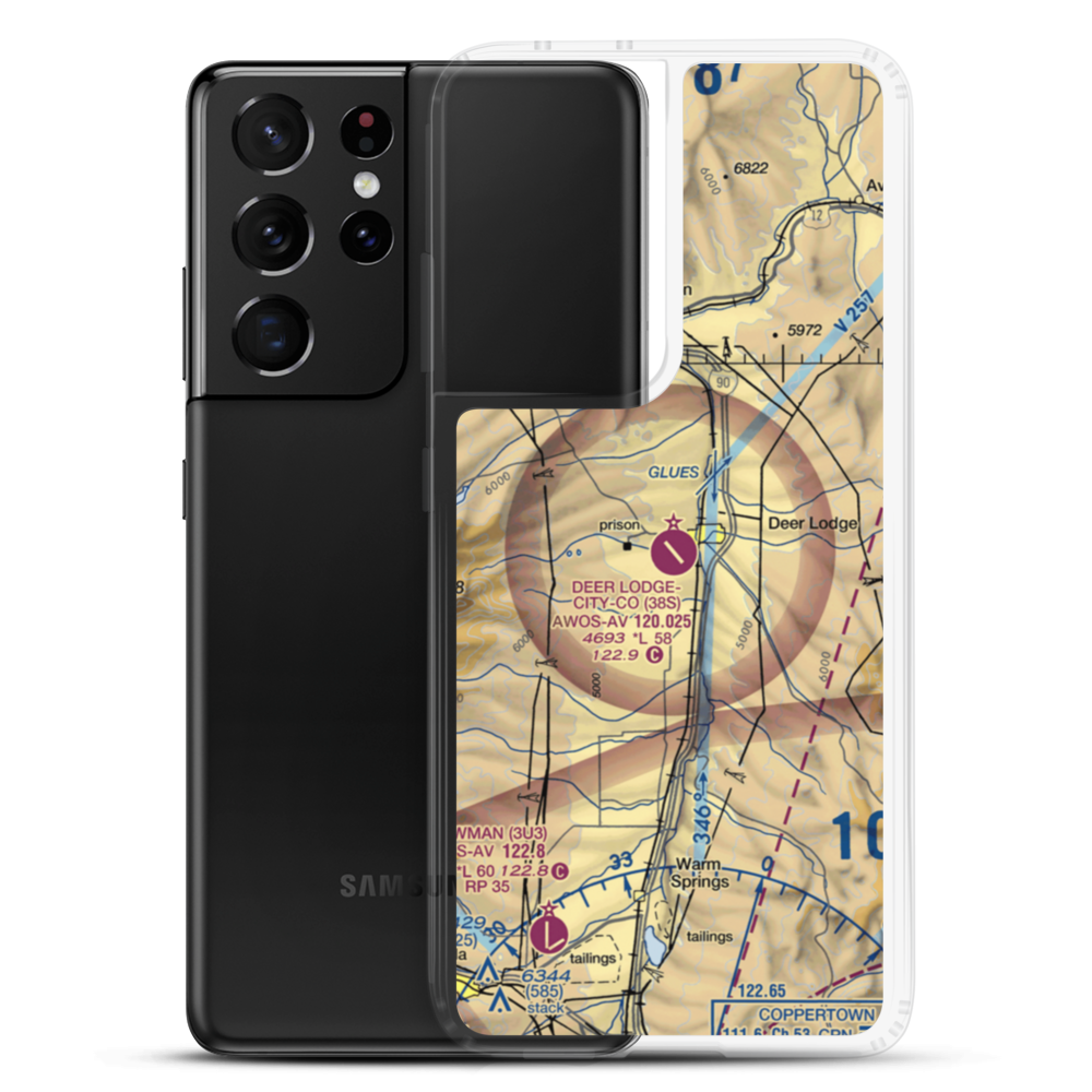 Deer Lodge City County Airport (38S) VFR Sectional Samsung Case Samsung Galaxy S21 Ultra model shown