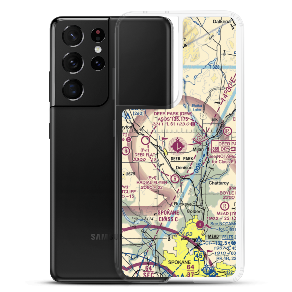 Deer Park Airport (DEW) VFR Sectional Samsung Case Samsung Galaxy S21 Ultra model shown