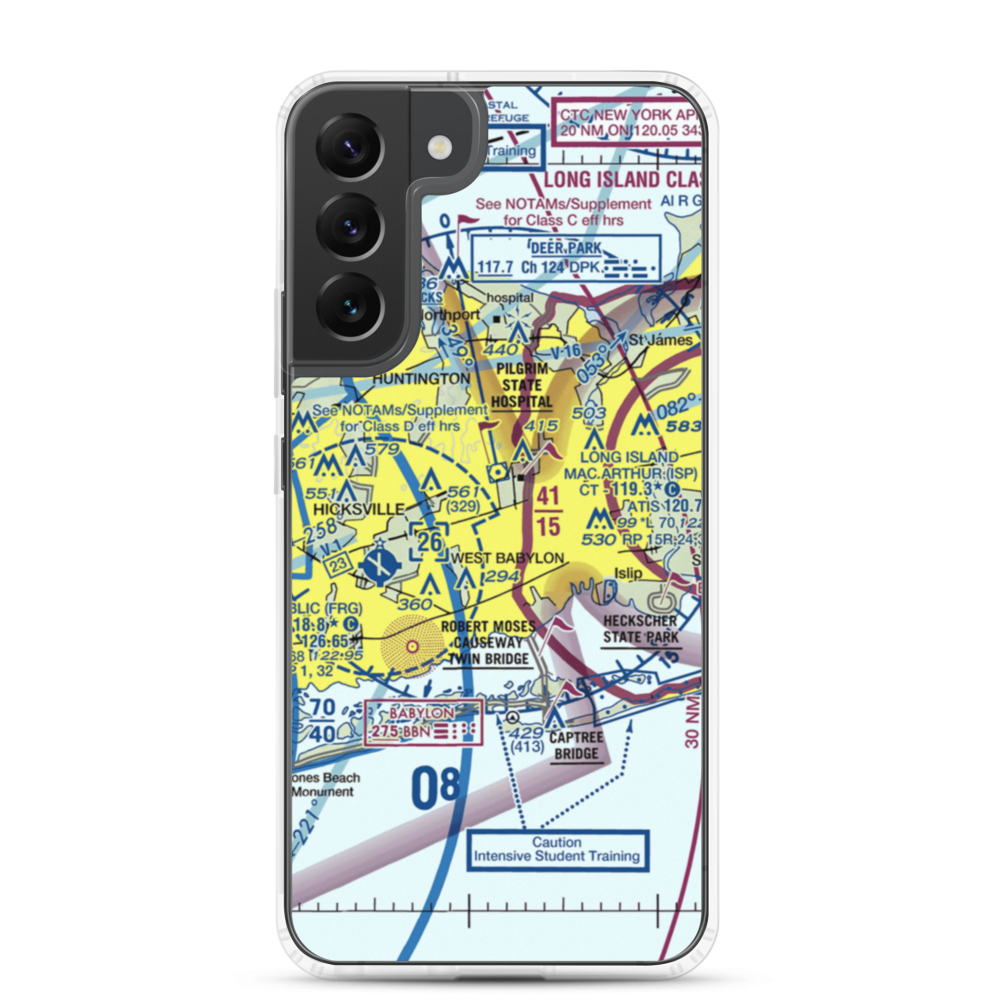 Deer Park Airport (DPK) VFR Sectional Samsung Case Samsung Galaxy S22 Plus model shown