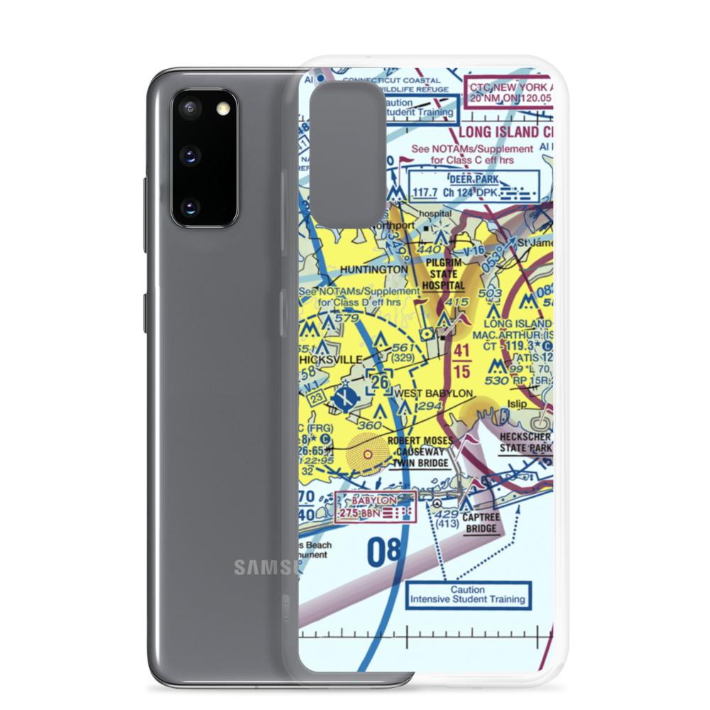 Deer Park Airport (DPK) VFR Sectional Samsung Case Samsung Galaxy S20 model shown