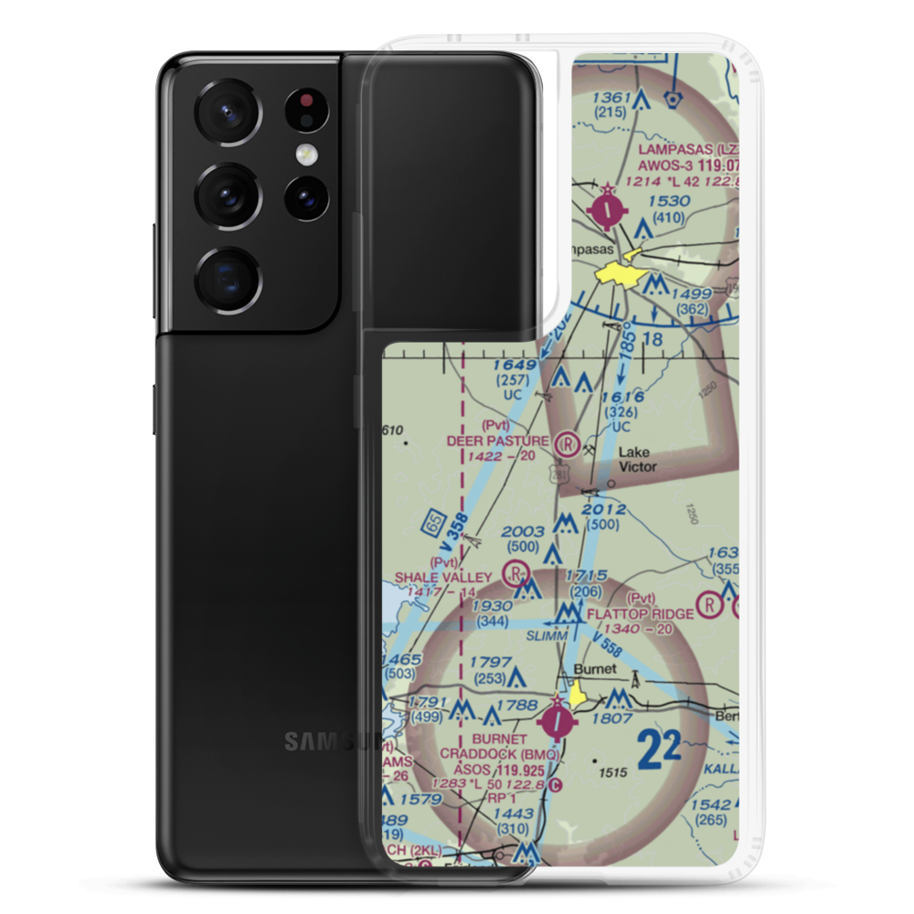 Deer Pasture Airport (69TE) VFR Sectional Samsung Case Samsung Galaxy S21 Ultra model shown