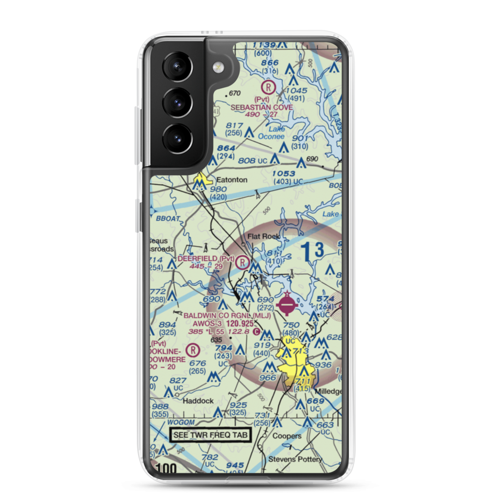 Deerfield Landing Airport (9GA9) VFR Sectional Samsung Case Samsung Galaxy S21 Plus model shown