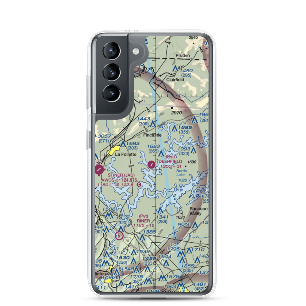 Deerfield Resort Airport (TN44) VFR Sectional Samsung Case Samsung Galaxy S21 model shown