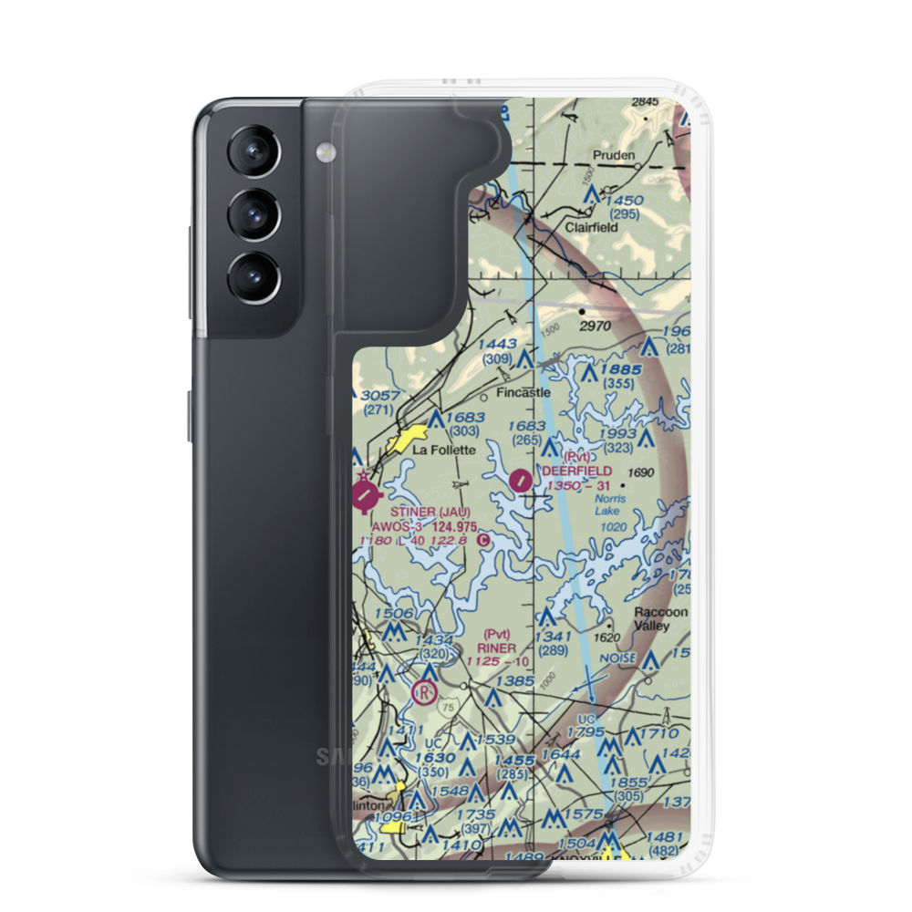 Deerfield Resort Airport (TN44) VFR Sectional Samsung Case Samsung Galaxy S21 model shown