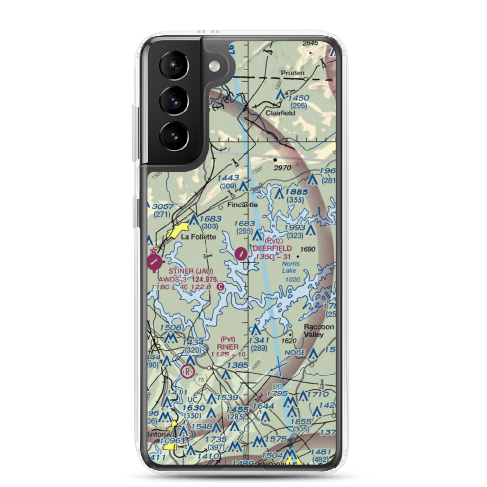 Deerfield Resort Airport (TN44) VFR Sectional Samsung Case Samsung Galaxy S21 Plus model shown