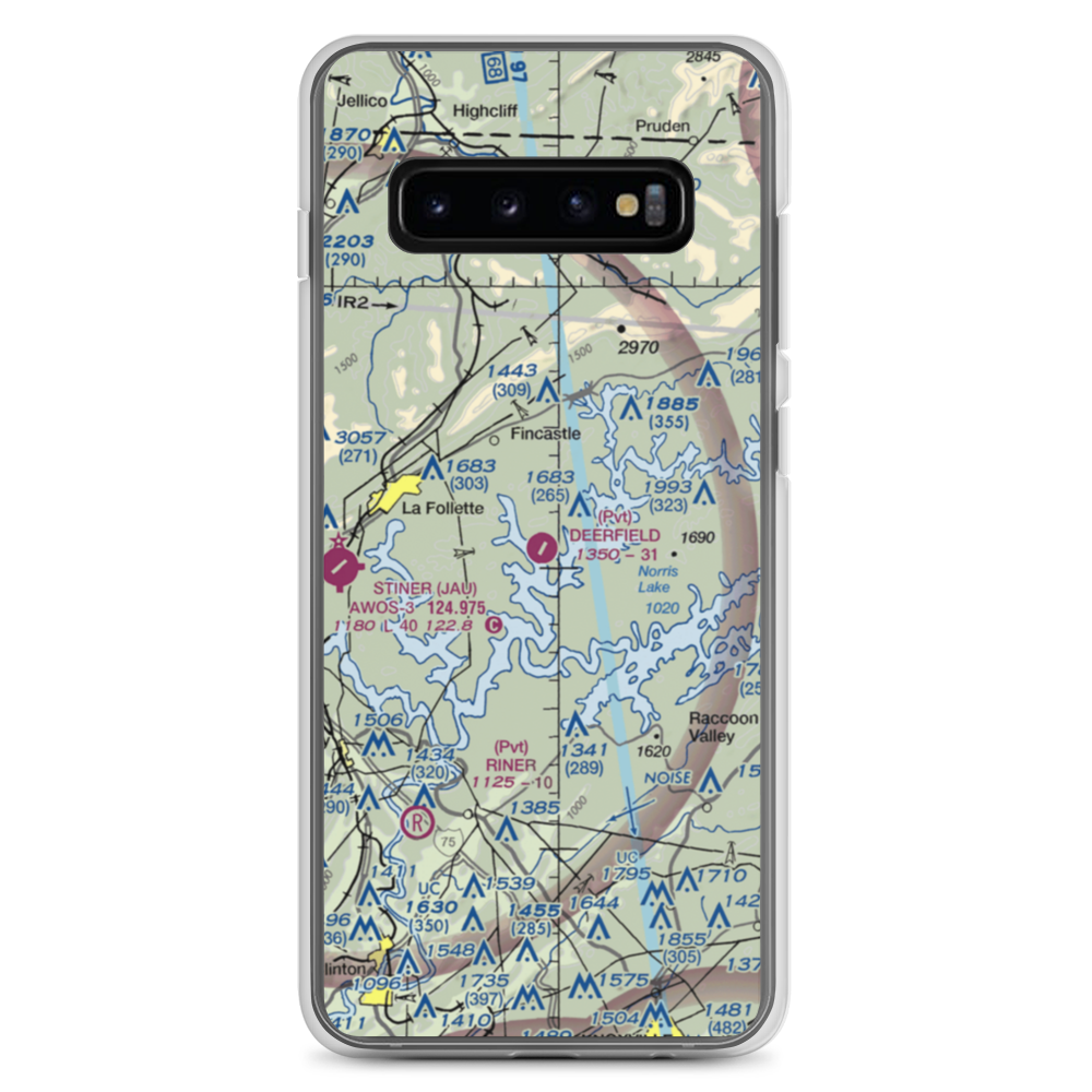 Deerfield Resort Airport (TN44) VFR Sectional Samsung Case Samsung Galaxy S10+ model shown