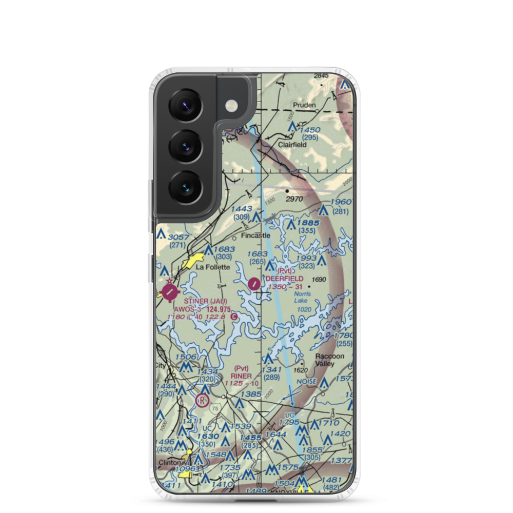 Deerfield Resort Airport (TN44) VFR Sectional Samsung Case Samsung Galaxy S22 model shown