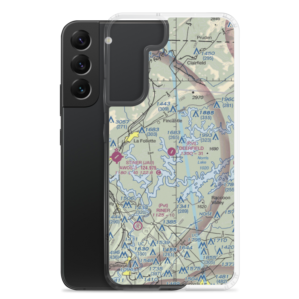 Deerfield Resort Airport (TN44) VFR Sectional Samsung Case Samsung Galaxy S22 Plus model shown