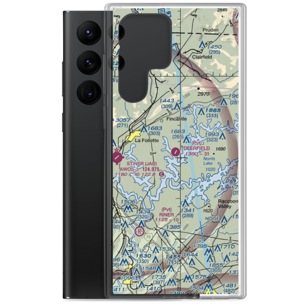 Deerfield Resort Airport (TN44) VFR Sectional Samsung Case Samsung Galaxy S22 Ultra model shown