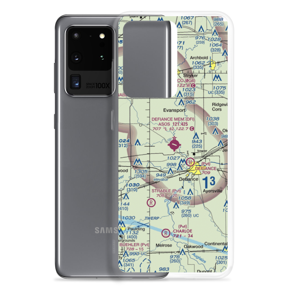 Defiance Memorial Airport (DFI) VFR Sectional Samsung Case Samsung Galaxy S20 Ultra model shown