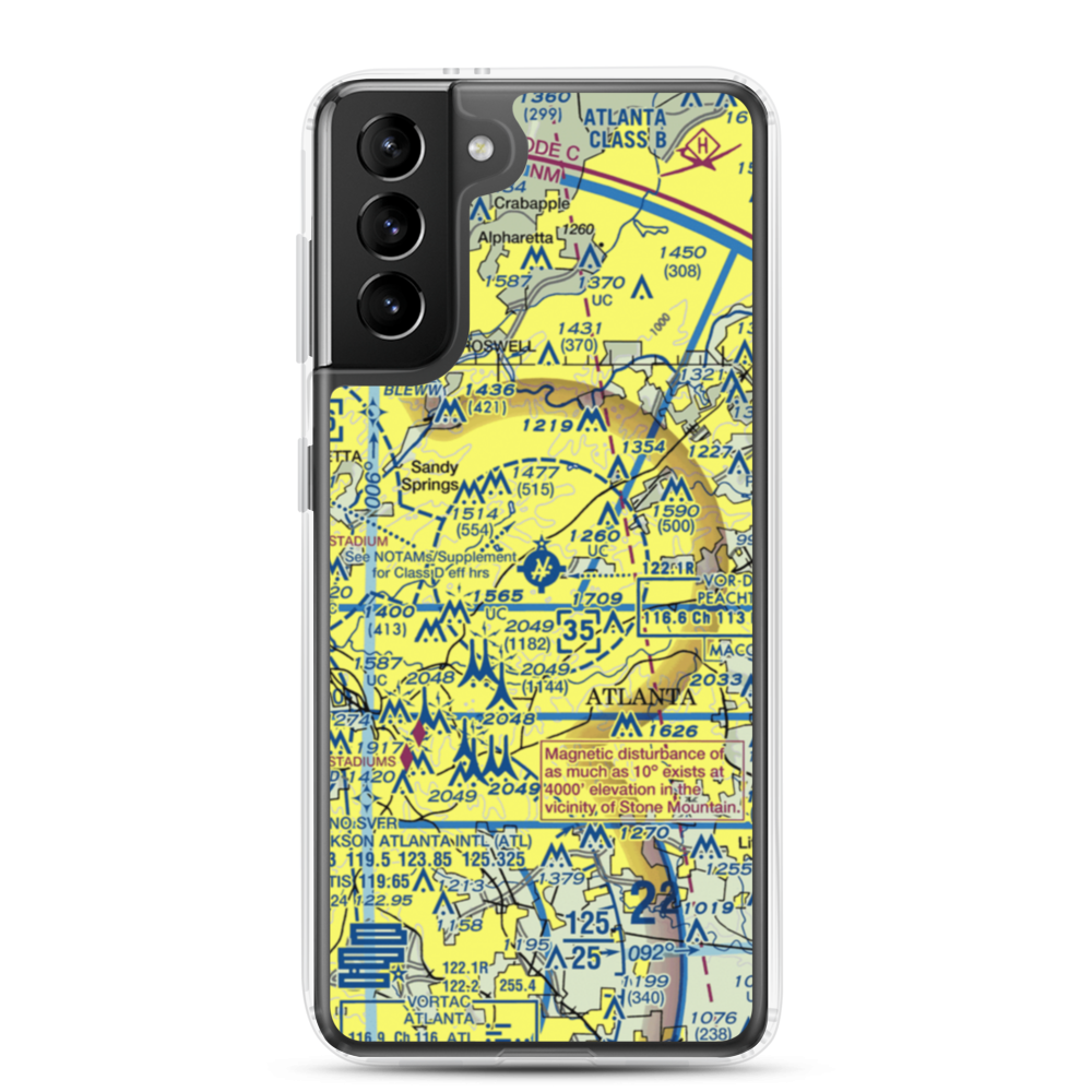 DeKalb Peachtree Airport (PDK) VFR Sectional Samsung Case Samsung Galaxy S21 Plus model shown