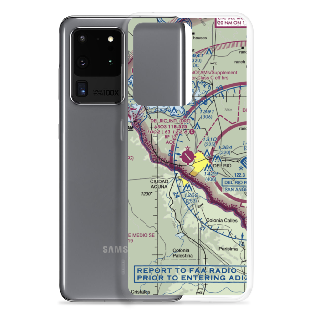 Del Rio International Airport (DRT) VFR Sectional Samsung Case Samsung Galaxy S20 Ultra model shown